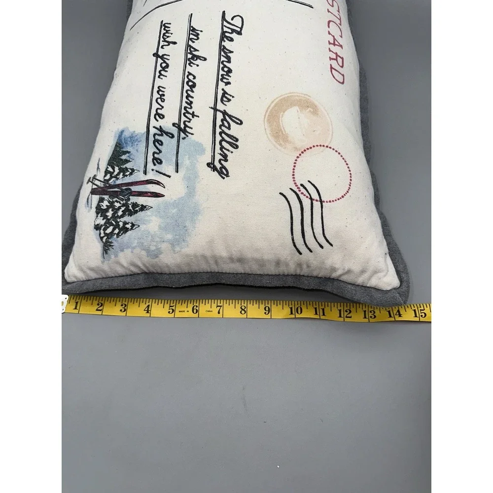 Aspen & Pine Ski Postcard Lumbar Pillow Cabin Lodge Winter Decor